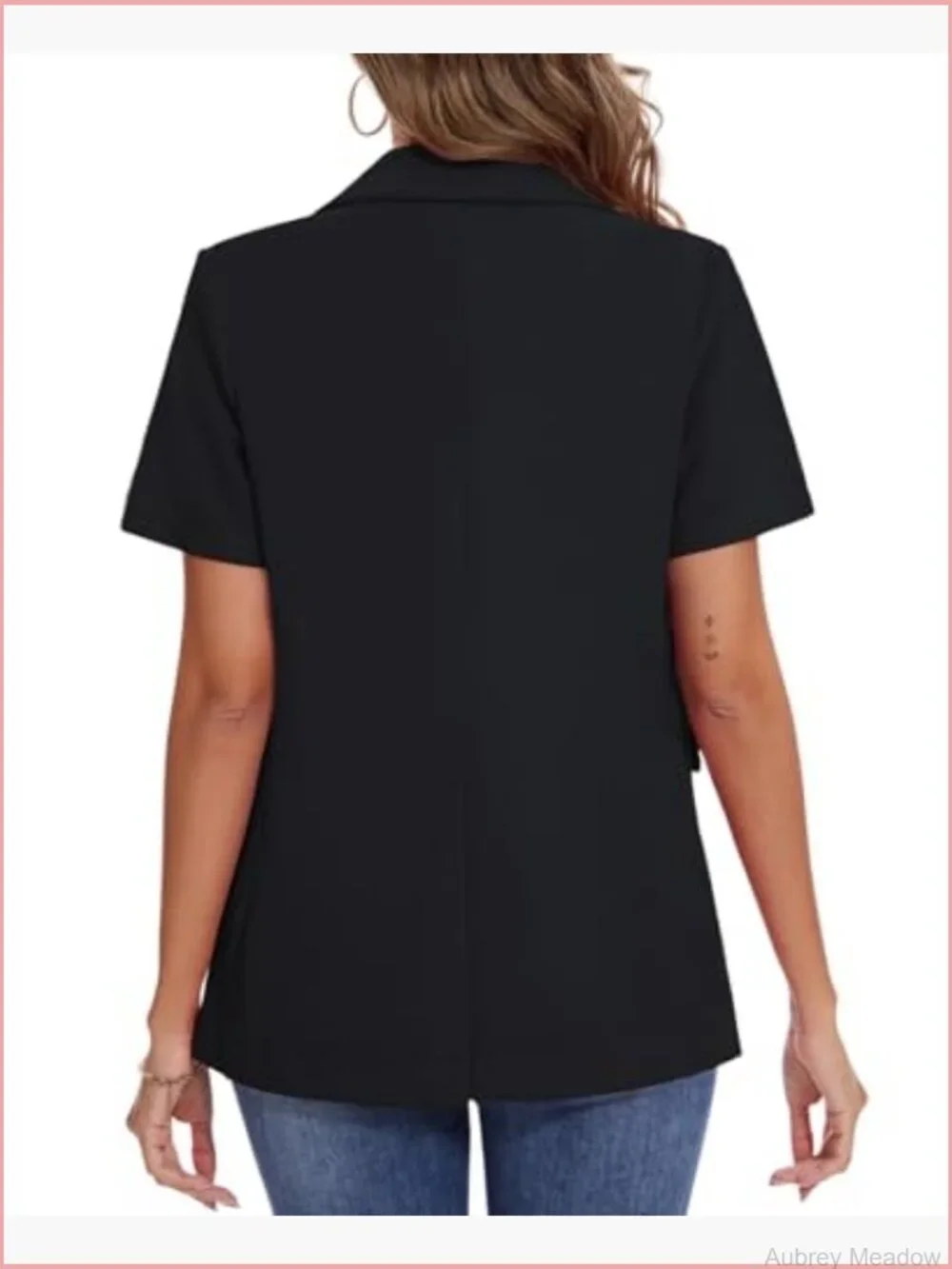 Short Sleeve Blazer Lightweight Button Front Business Jacket Notched Lapel Work